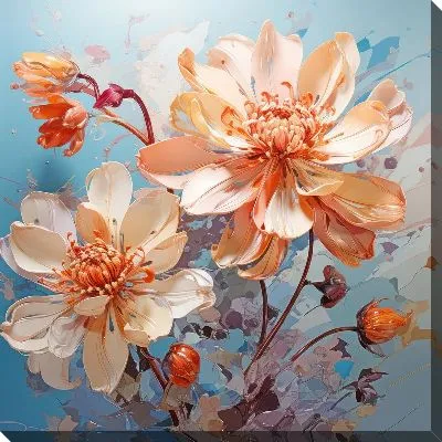 Картина маслом Стилизованные цветы №1