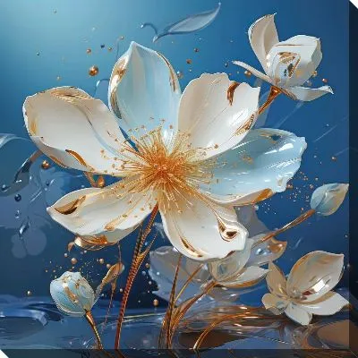 Картина маслом Стилизованные цветы №3