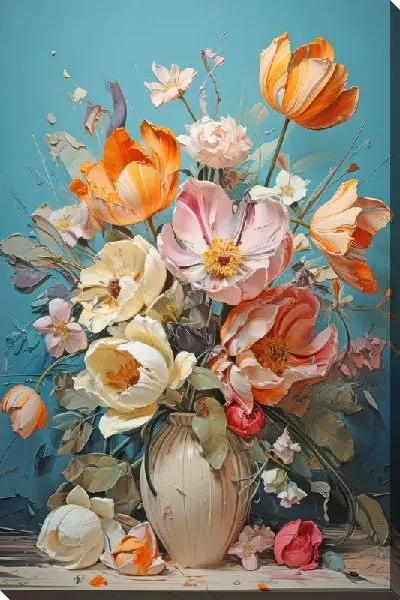 Картина маслом Стилизованные цветы №4