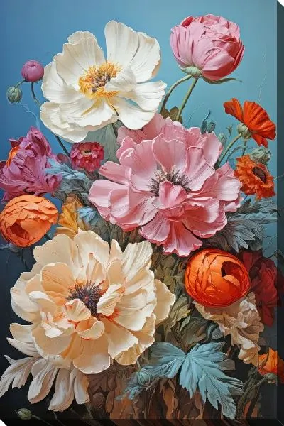 Картина маслом Стилизованные цветы №7