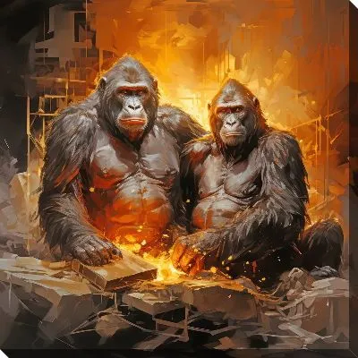 Постер Обезьяны на огненном фоне