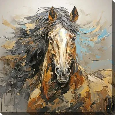 Картина маслом Арт лошадь в стиле мастихин №10
