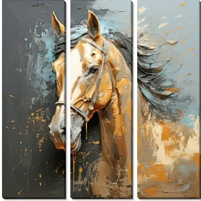 Модульная картина Арт лошадь в стиле мастихин №11