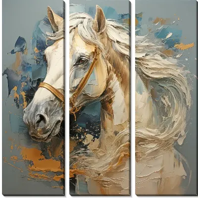 Модульная картина Арт лошадь в стиле мастихин №13