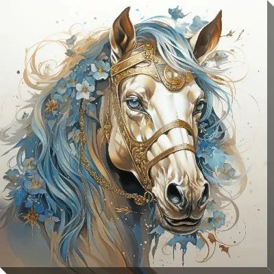 Картина маслом Графический портрет лошади №10