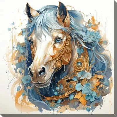Картина маслом Графический портрет лошади №11