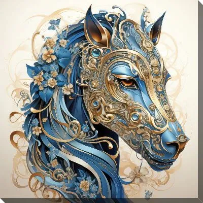 Картина маслом Графический портрет лошади №12