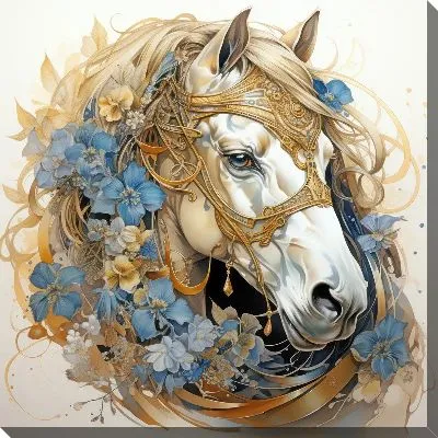 Картина маслом Графический портрет лошади №13