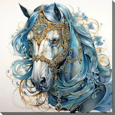 Картина маслом Графический портрет лошади №14