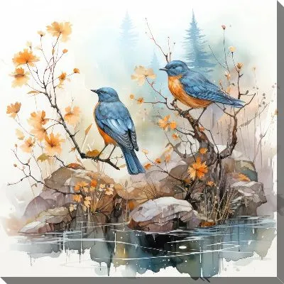 Картина маслом Две птички