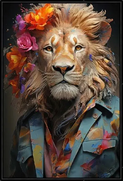 Картина Лев с цветами на голове