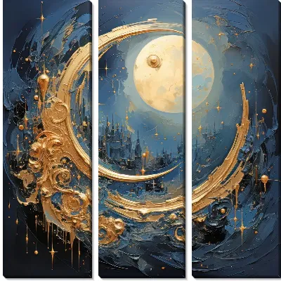 Модульная картина Золотая Луна