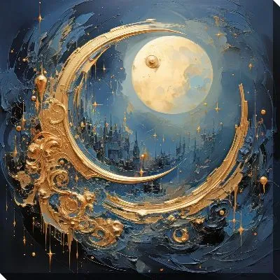 Картина маслом Золотая Луна