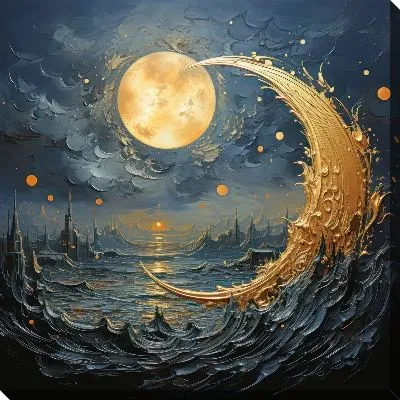 Картина маслом Золотая Луна №3