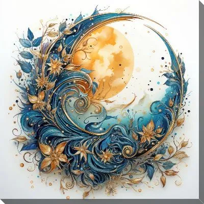 Картина маслом Золотая Луна №4