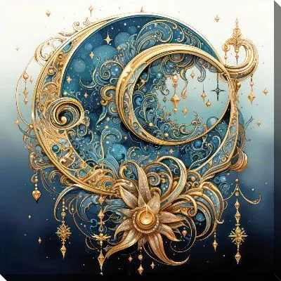 Картина маслом Золотая Луна №6