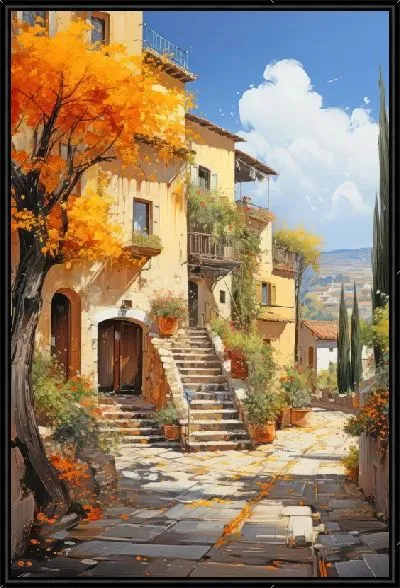 Картина Итальянский дворик с лестницей
