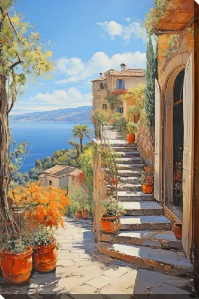 Постер Итальянский дворик с лестницей №2
