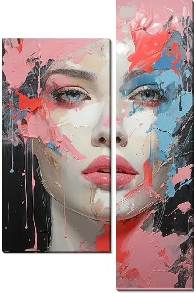 Модульная картина Лицо девушки в стиле мастихин