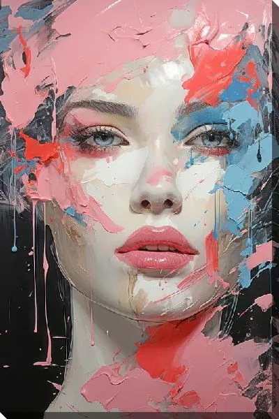 Постер Лицо девушки в стиле мастихин