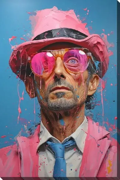 Картина маслом Мужской арт портрет в розовых очках