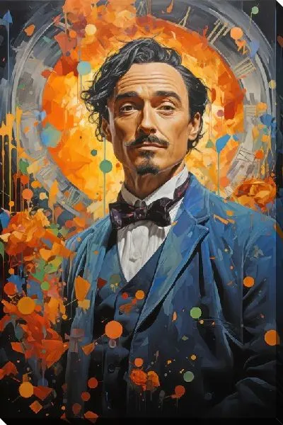 Картина маслом Мужчина с черной бабочкой в костюме