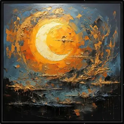 Картина Луна в арт стиле мастихин