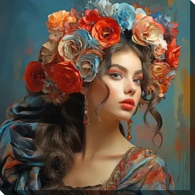 Девушка с цветами на голове №61