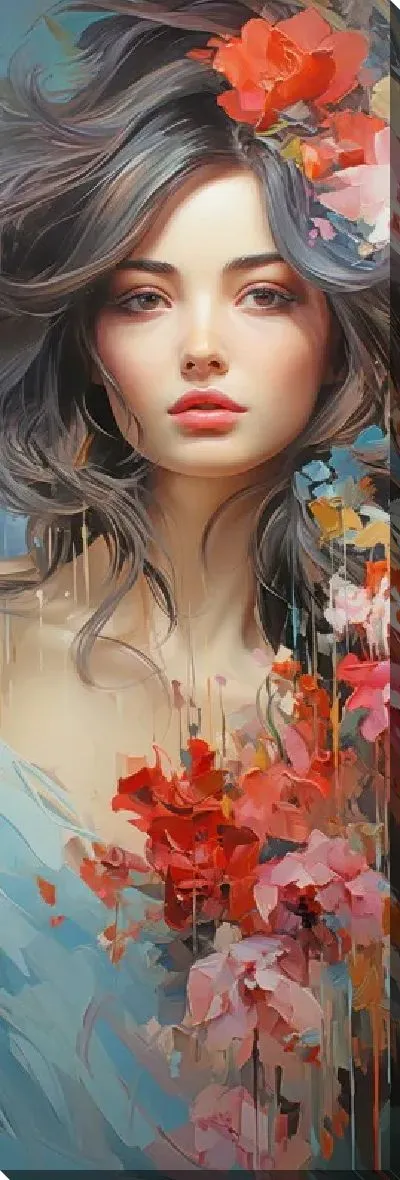 Картина маслом Девушка с цветами на голове №62