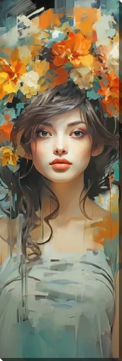 Картина маслом Девушка с цветами на голове №63