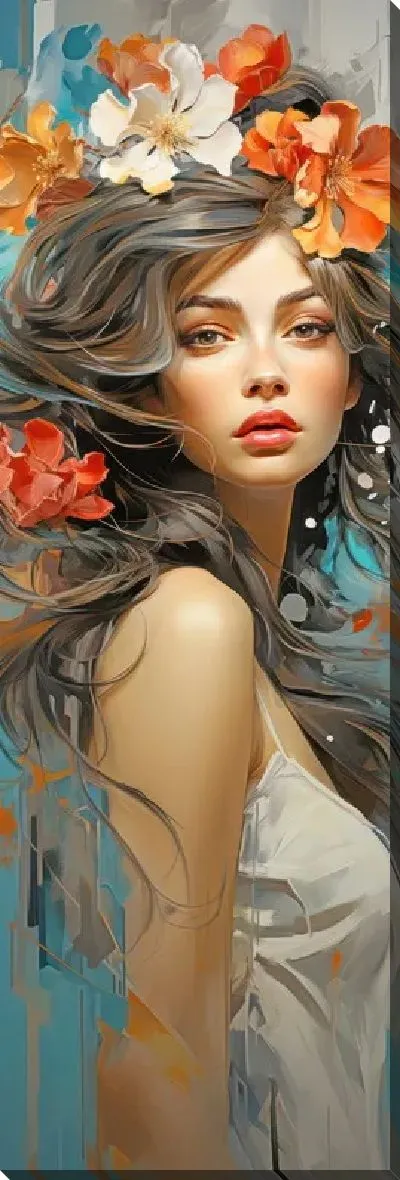 Картина маслом Девушка с цветами на голове №64