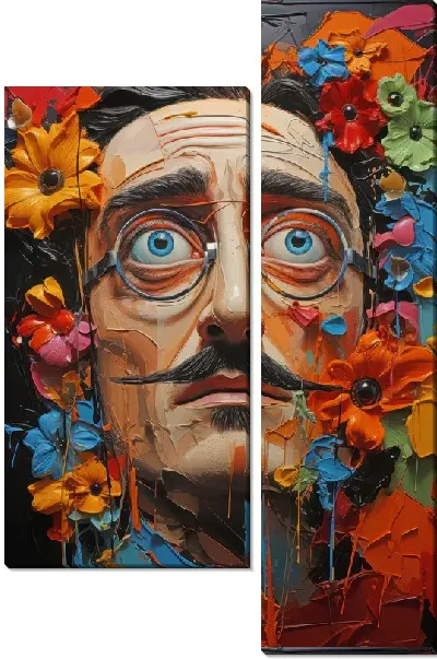 Модульная картина Арт портрет Сальвадора Дали в стиле мастихин