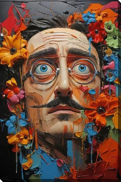 Картина маслом Арт портрет Сальвадора Дали в стиле мастихин