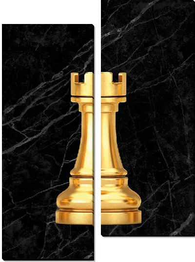 Модульная картина Золотая ладья в шахматах