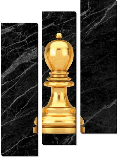 Модульная картина Золотой слон в шахматах