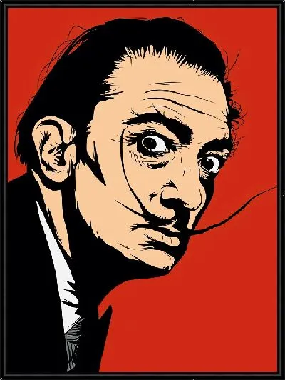 Картина Портрет Сальвадора Дали с усами на красном фоне