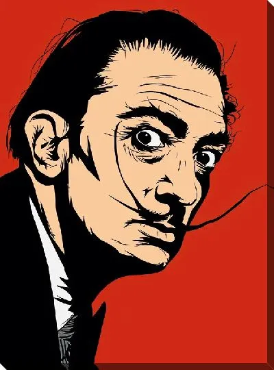 Картина маслом Портрет Сальвадора Дали с усами на красном фоне