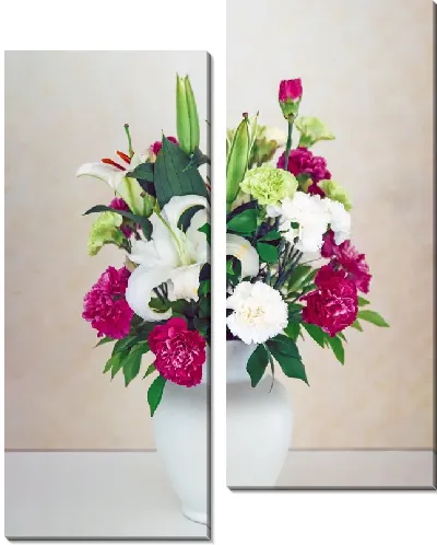 Модульная картина Белые лилии в белой вазе