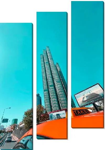 Модульная картина Такси у небоскреба