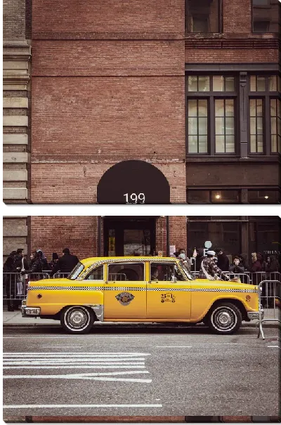 Модульная картина Ретро такси на дороге