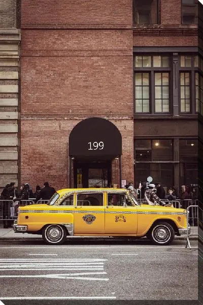 Постер Ретро такси на дороге