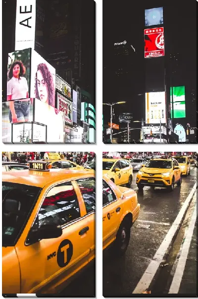 Модульная картина Такси в ночном городе