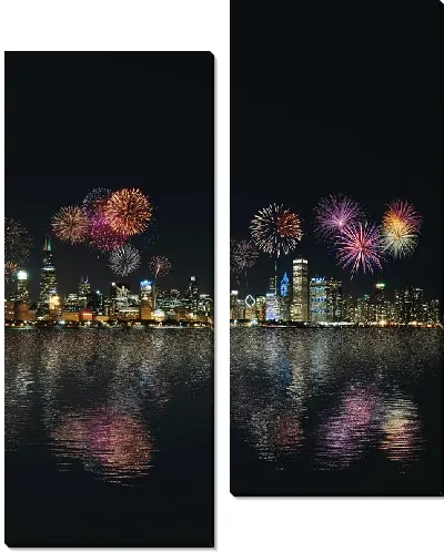 Модульная картина Праздничный салют в Чикаго