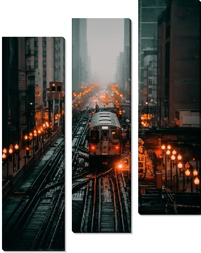 Модульная картина Метро Чикаго вечером