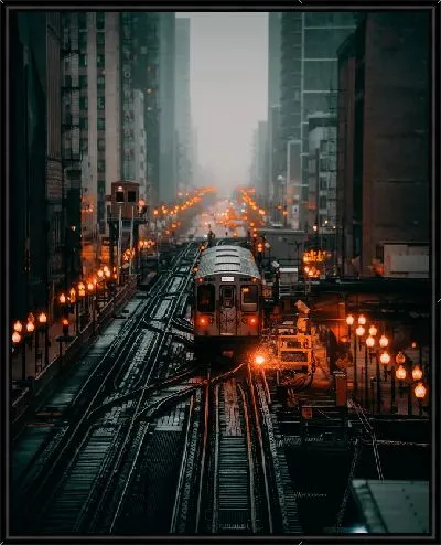 Картина Метро Чикаго вечером