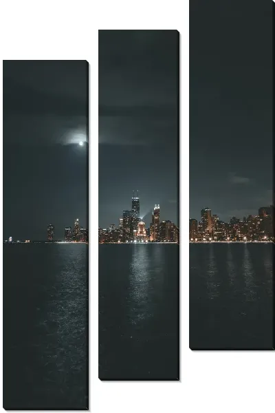 Модульная картина Ночной вид на Чикаго