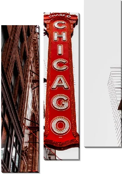 Модульная картина Вывеска театра в Чикаго