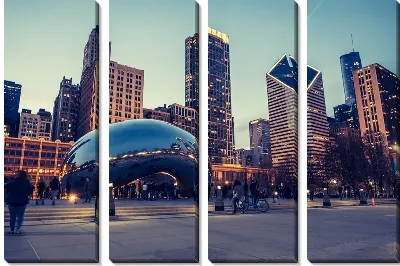 Модульная картина Клауд-Гейт - скульптура капли в Чикаго