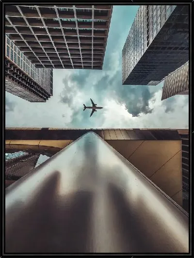 Картина Самолет пролетает над небоскребами Чикаго