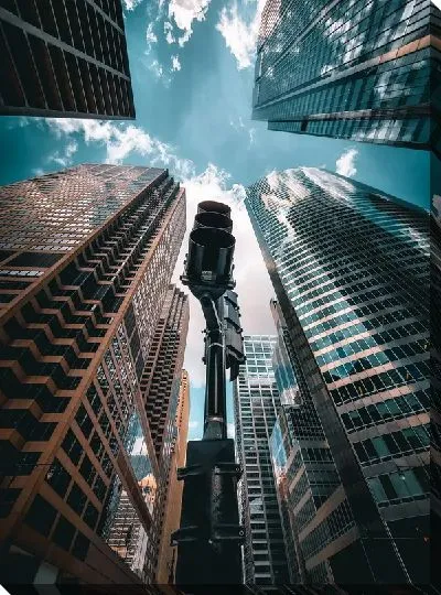 Постер Светофор между небоскребов Чикаго